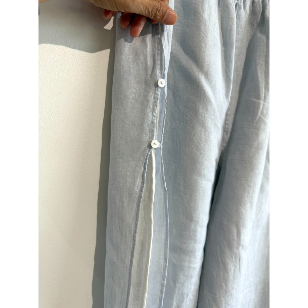 VIVID 100% Linen Double Layer Statement Cropped pant sea shell button Size-L - Picture 6 of 13